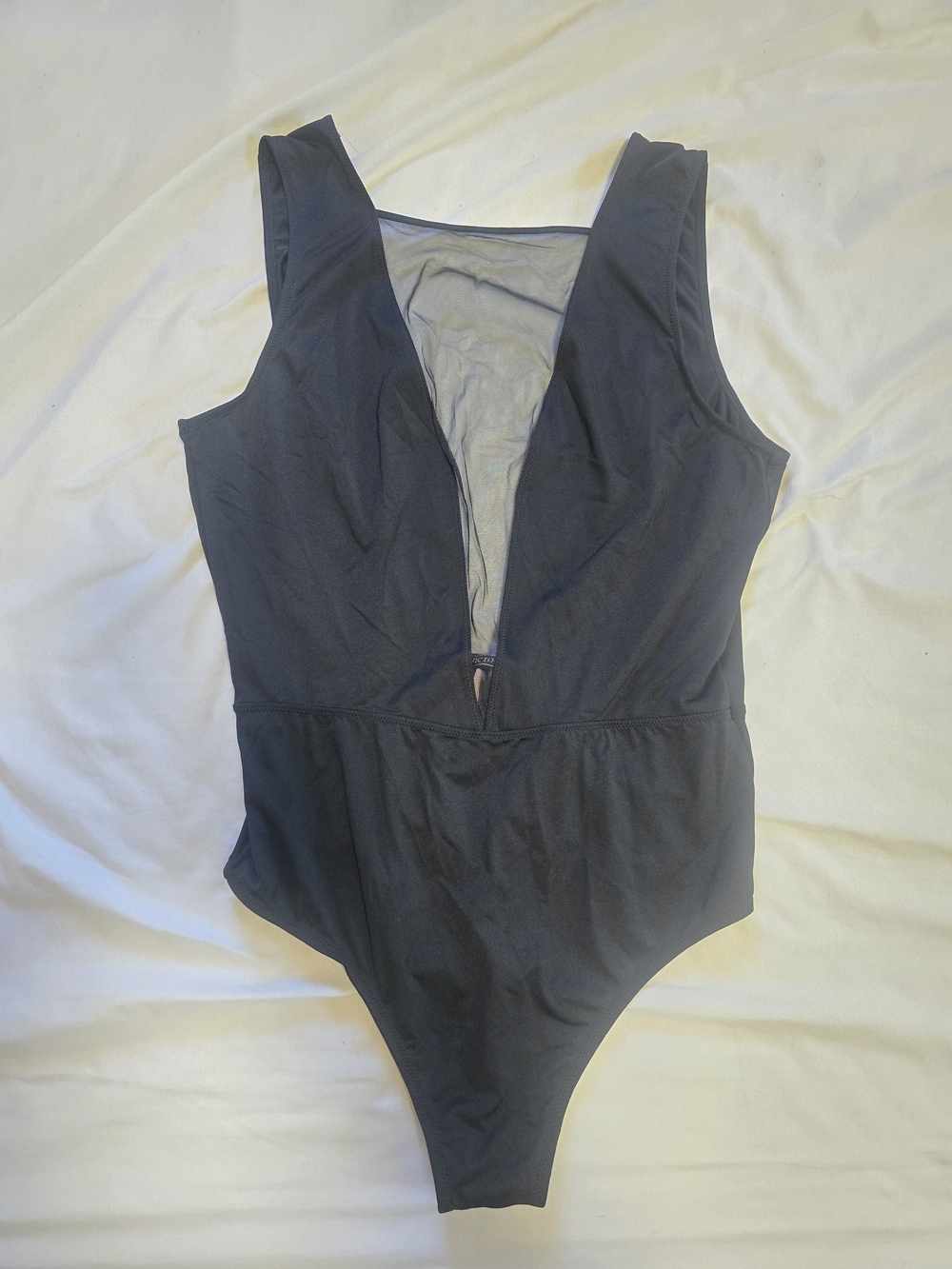 NWT Victoria's Secret Black Mesh Deep Plunge Thong Bodysuit Size Medium